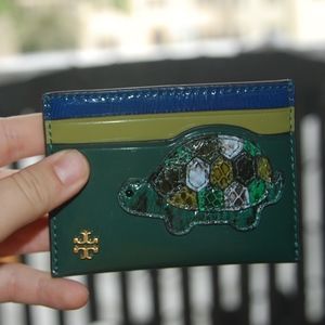New Tory Burch Leather Turtle Card Holder
